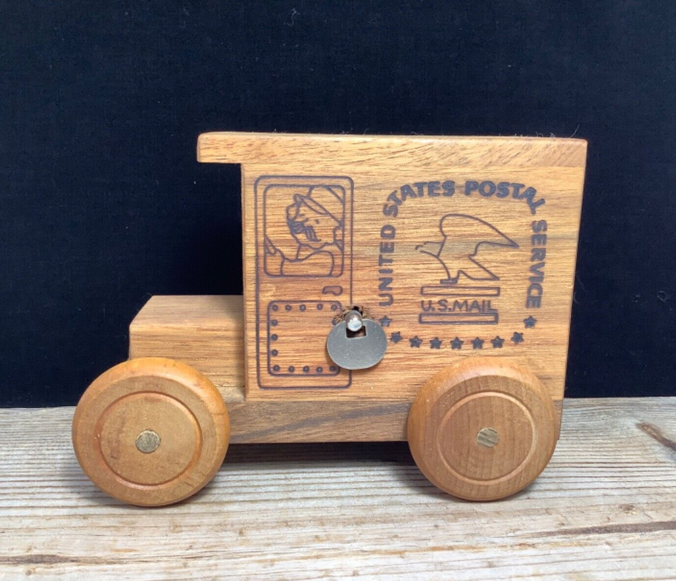Vintage Wood Music Box Piggy Bank Toystalgia 1985 US Postal Service Truck
