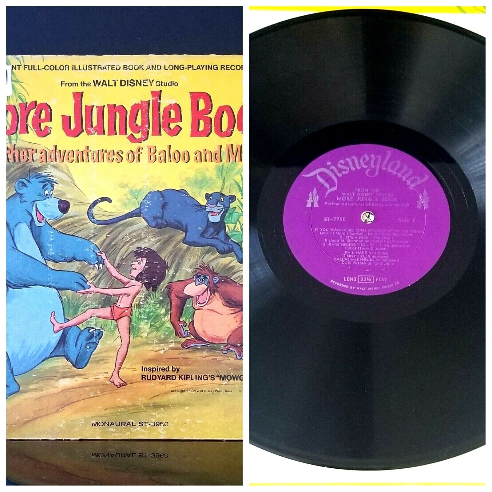 More Jungle Book 1969 + Vinyl Record LP Full Color Illustrated Book Walt Disney
