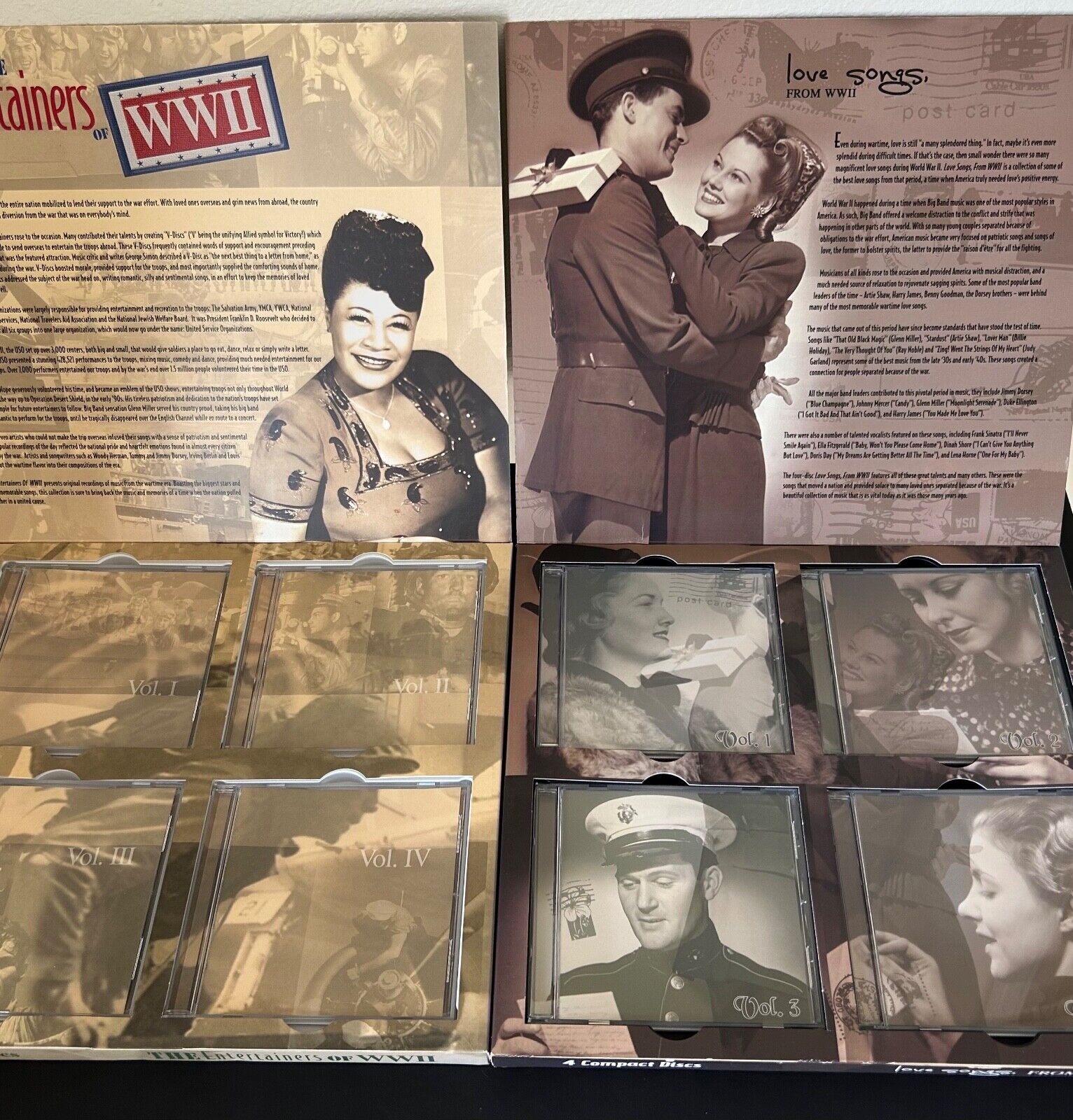 FS: 8 CDs WWII era  Lot of two 4-CD sets Ella, Hoagy, Bob Hope, Import Canada