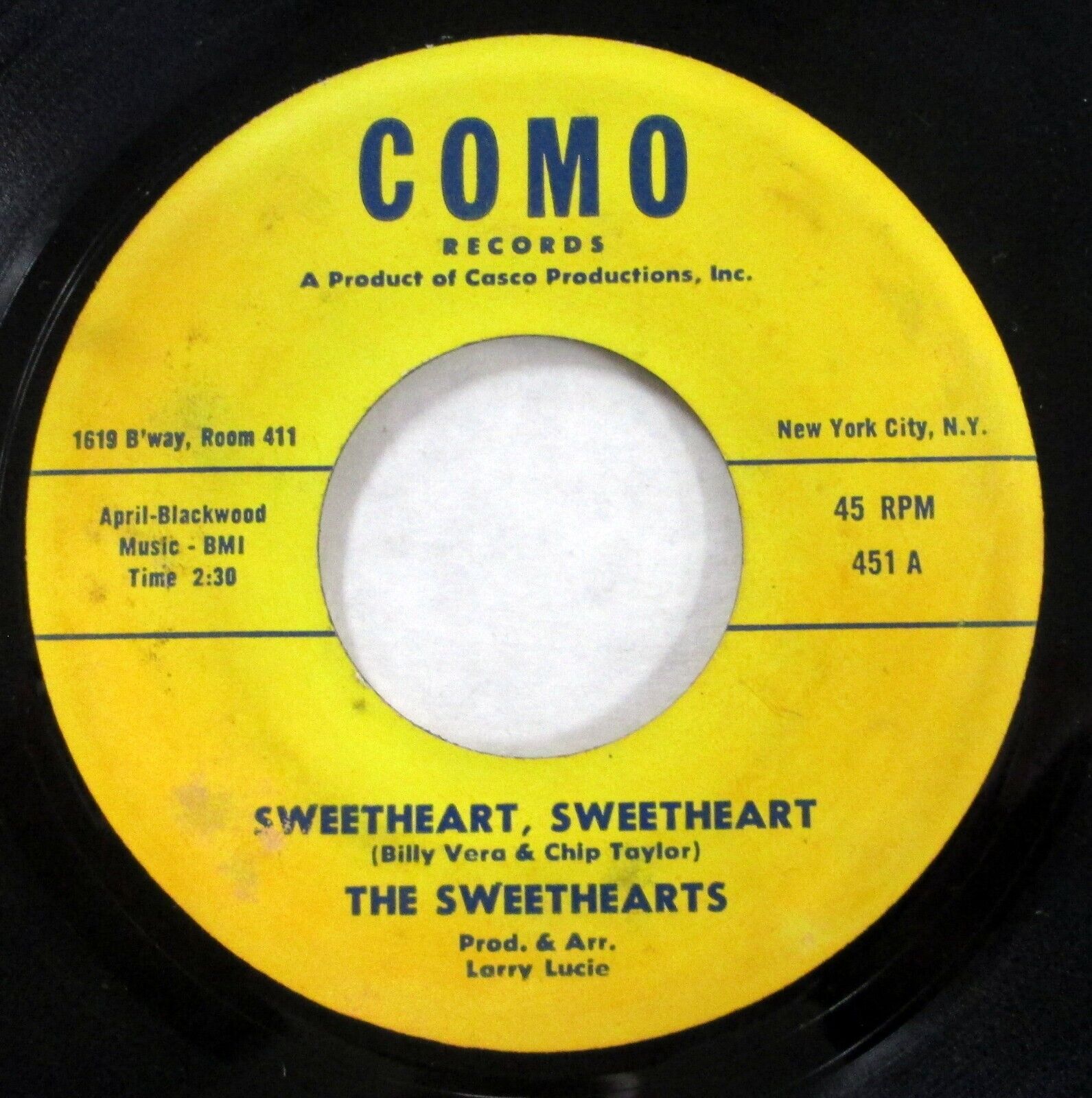SWEETHEARTS 45 Sweetheart / Come On Make Love To Me VG+ on Como soul   Mc 1436