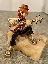 Vintage RON LEE Clown Figurine Playing Banjo On Onyx Base Made in USA 1980 picture