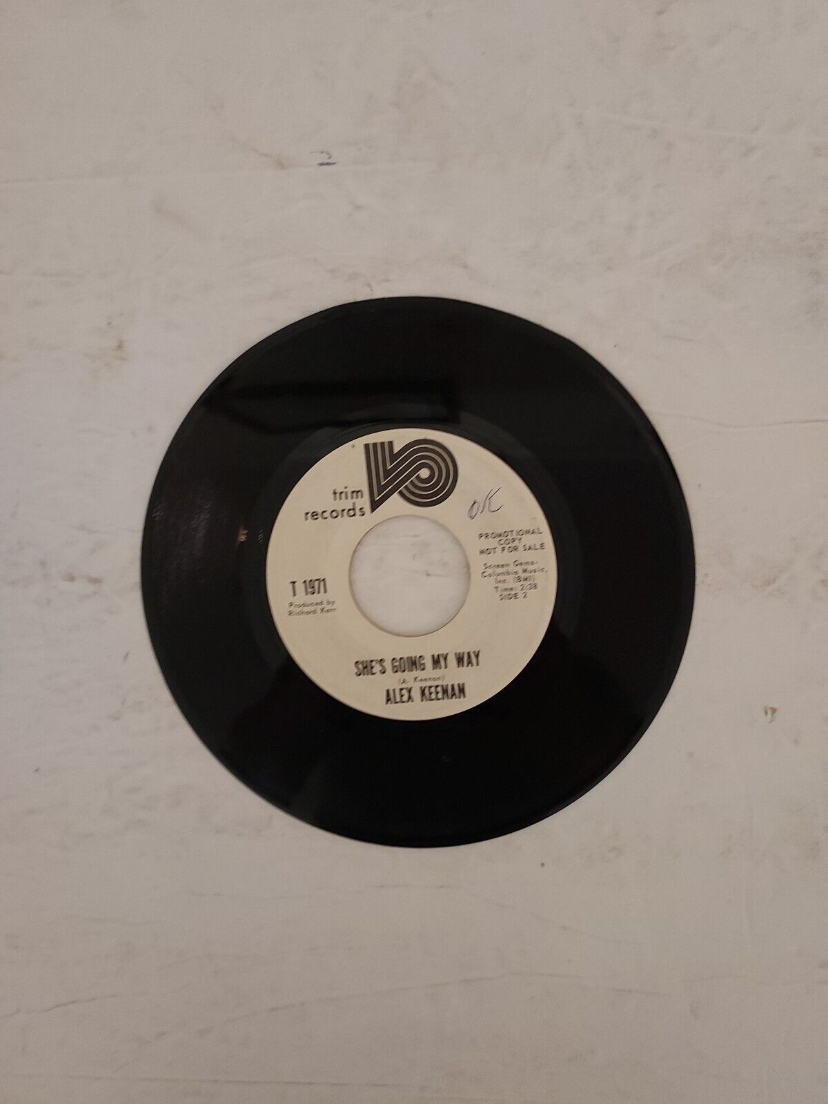 45 RPM Vinyl Record Alex Keenan She\'s Going My Way VG