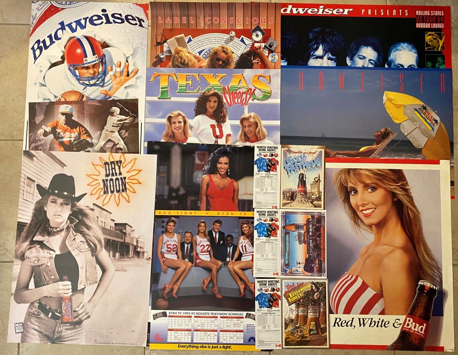 11 different Budweiser beer posters girls 1990s swimsuit Rolling Stones  Afro-Am
