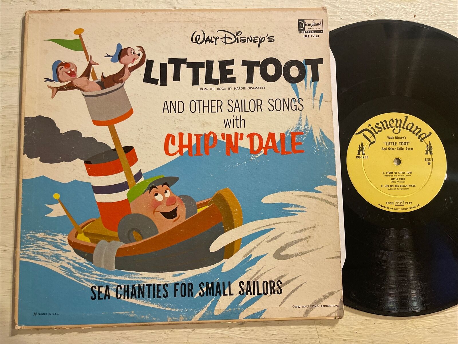 Walt Disney’s Little Toot Chip N Dale LP Disneyland Mono 1962 GD