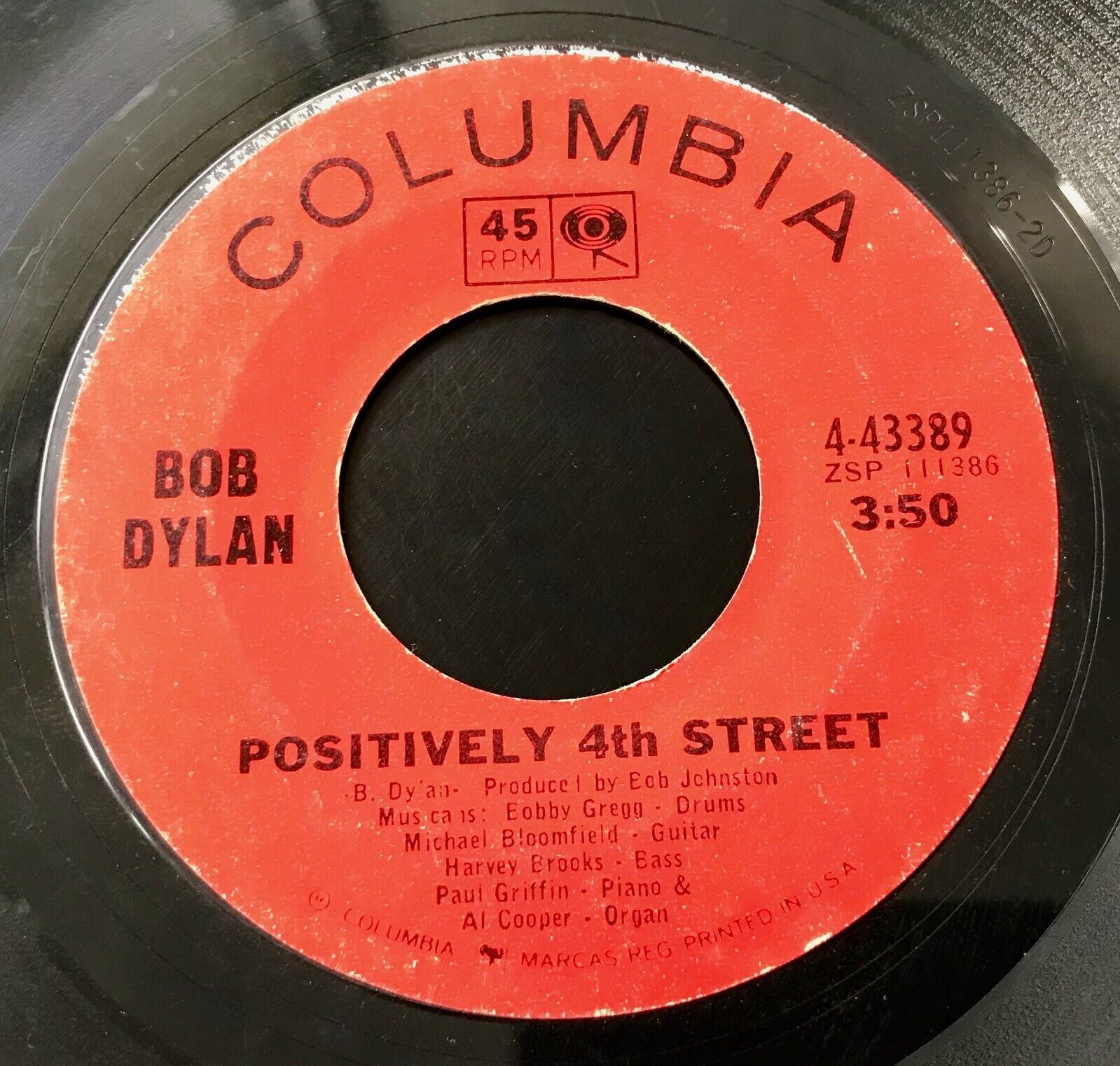 Bob Dylan Positively 4th Street/From A Buick 6 45 rpm