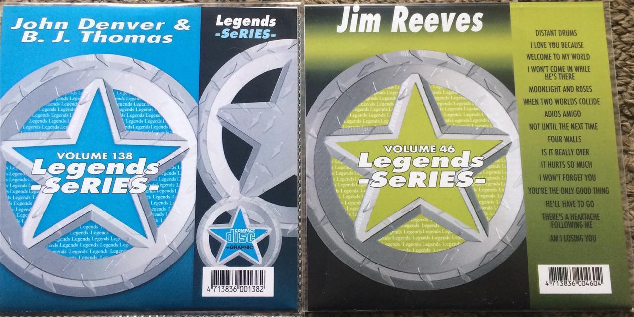 2 CDG LEGENDS KARAOKE DISCS JIM REEVES,JOHN DENVER & MORE 1970S COUNTRY CD+G