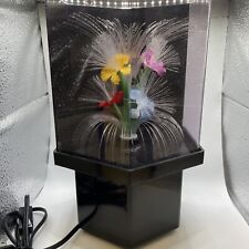 Vintage Fiber Optic Octagon Music Box Floral Rotating Light Lamp *11.5
