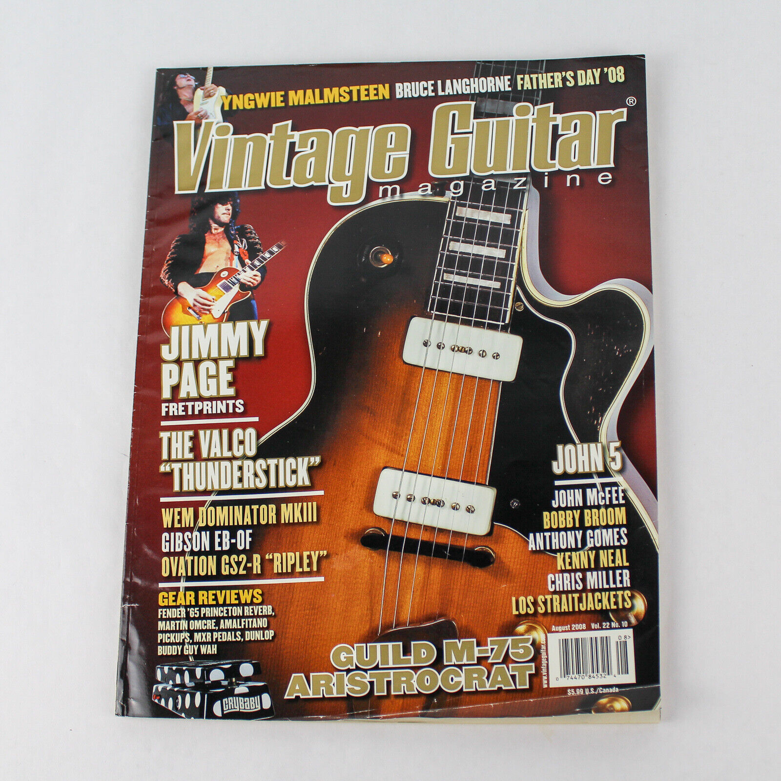 Vintage Guitar Magazine Jimmy Page Fretprints August 2008 Vol 22 No 10 PRS