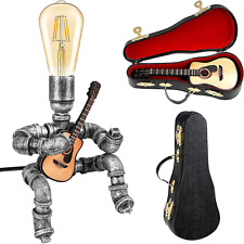 Music Guitar Table Lamp Steampunk Table Pipe Lamp Vintage Style Industrial Desk  picture