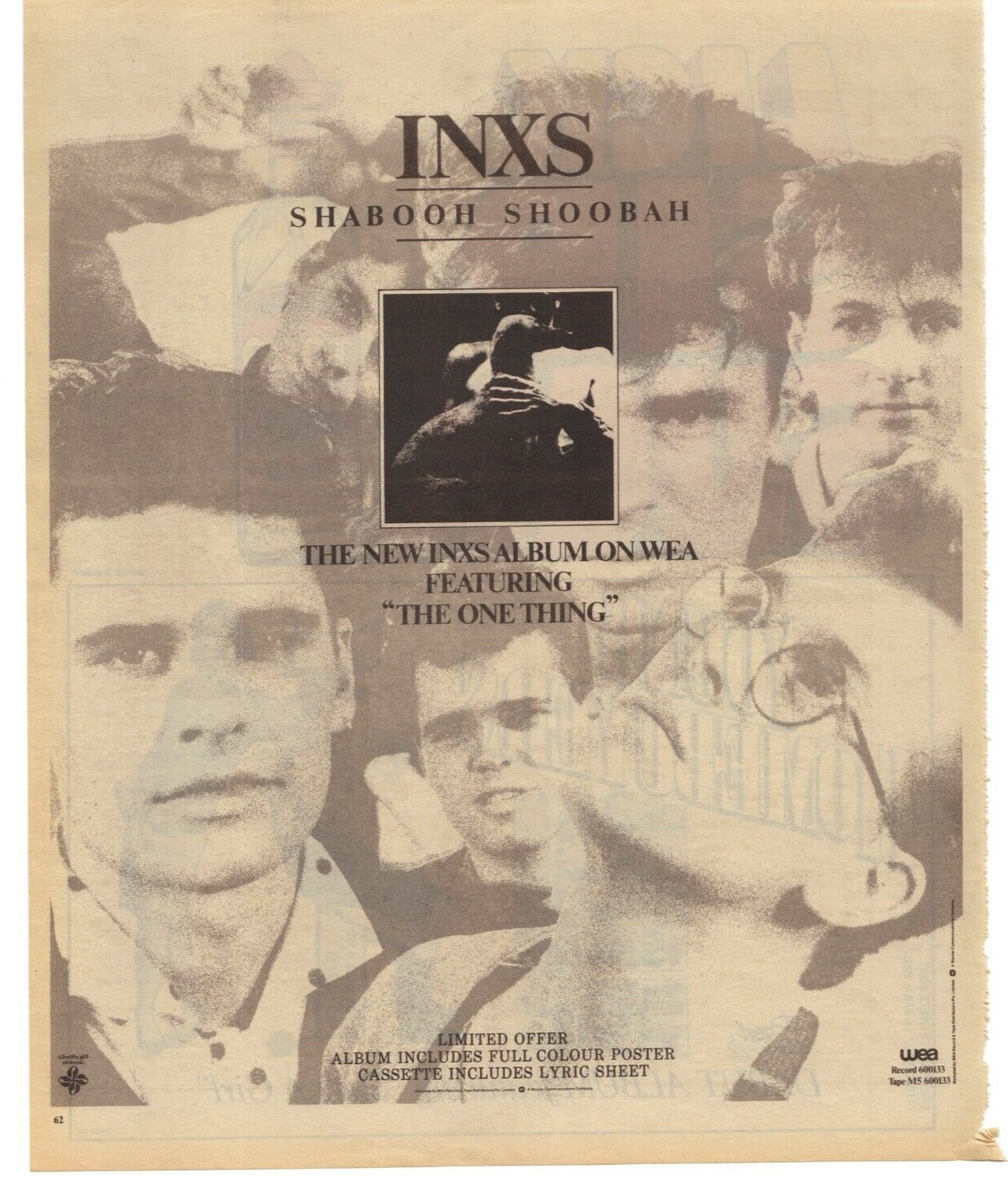 INXS 1982 Studio Album Shabooh Shoobah Australian Vintage Print Ad