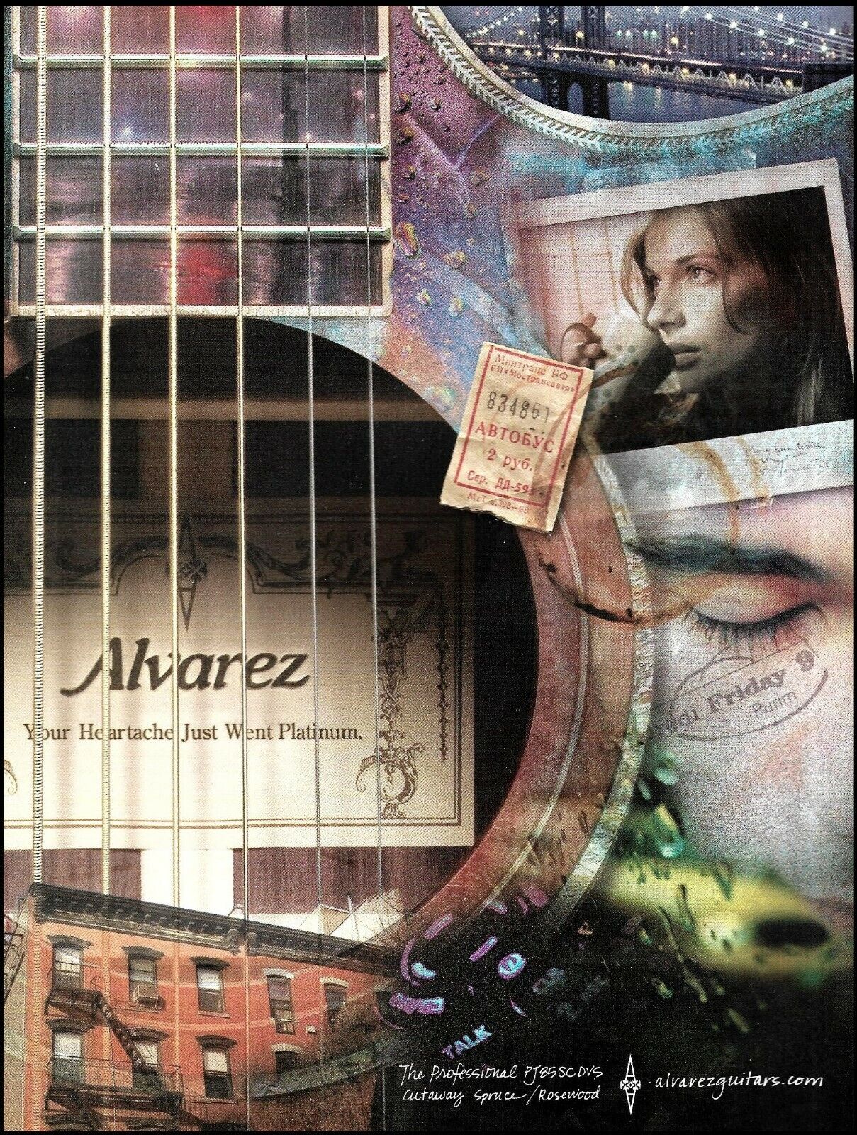 Alvarez Masterworks PJ85-SC-DVS Cutaway Spruce Rosewood acoustic guitar 2007 ad