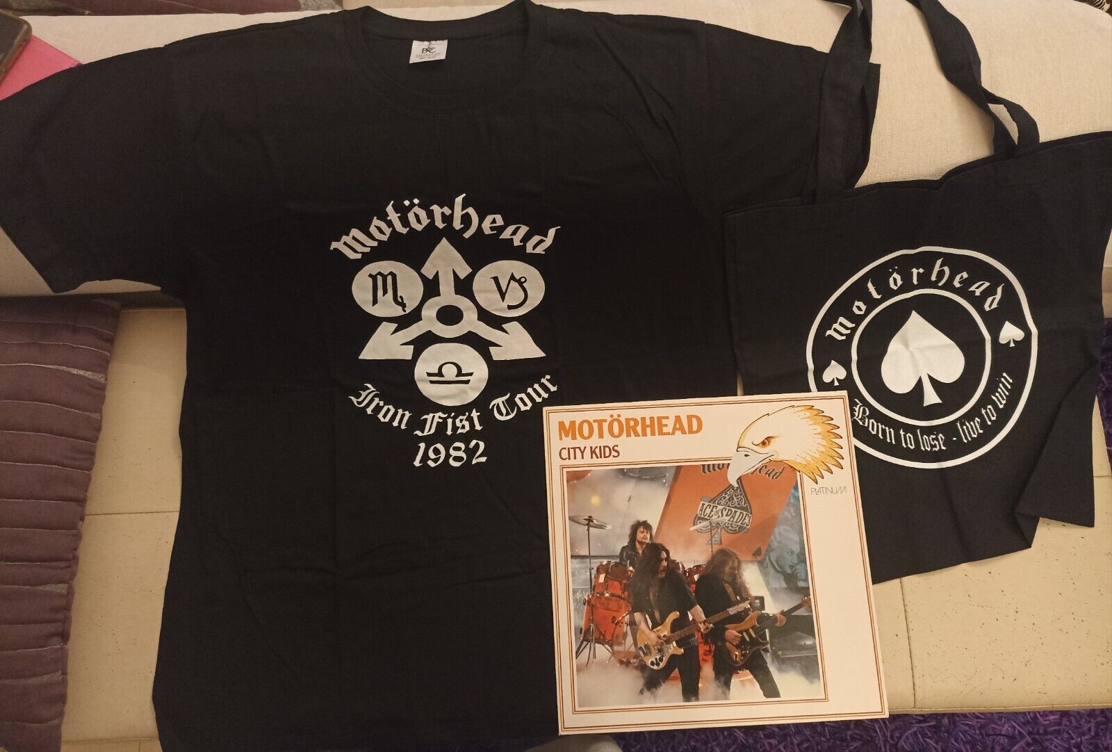 MOTORHEAD - City Kids (1985) LP & T Shirt / Bag HEAVY METAL Lemmy