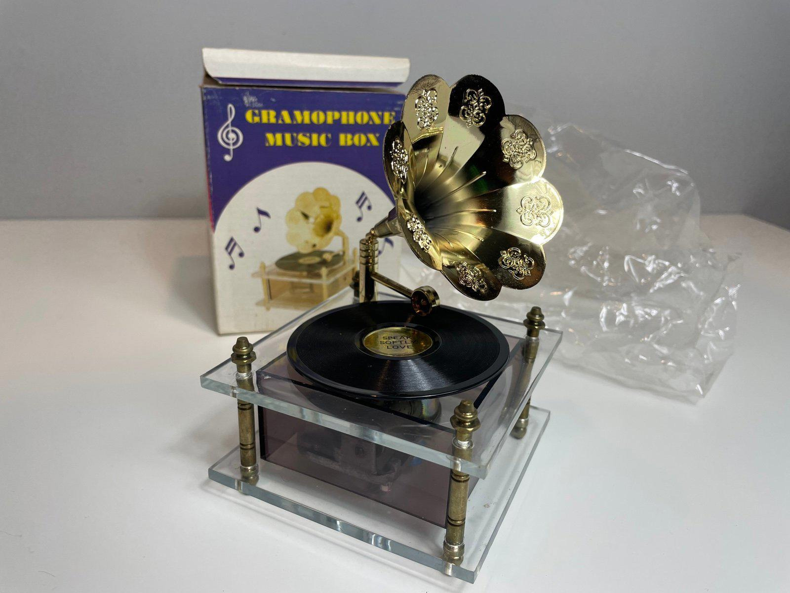 Vintage Gramophone Replica Record Player Music Box Godfather Speak Softly Love