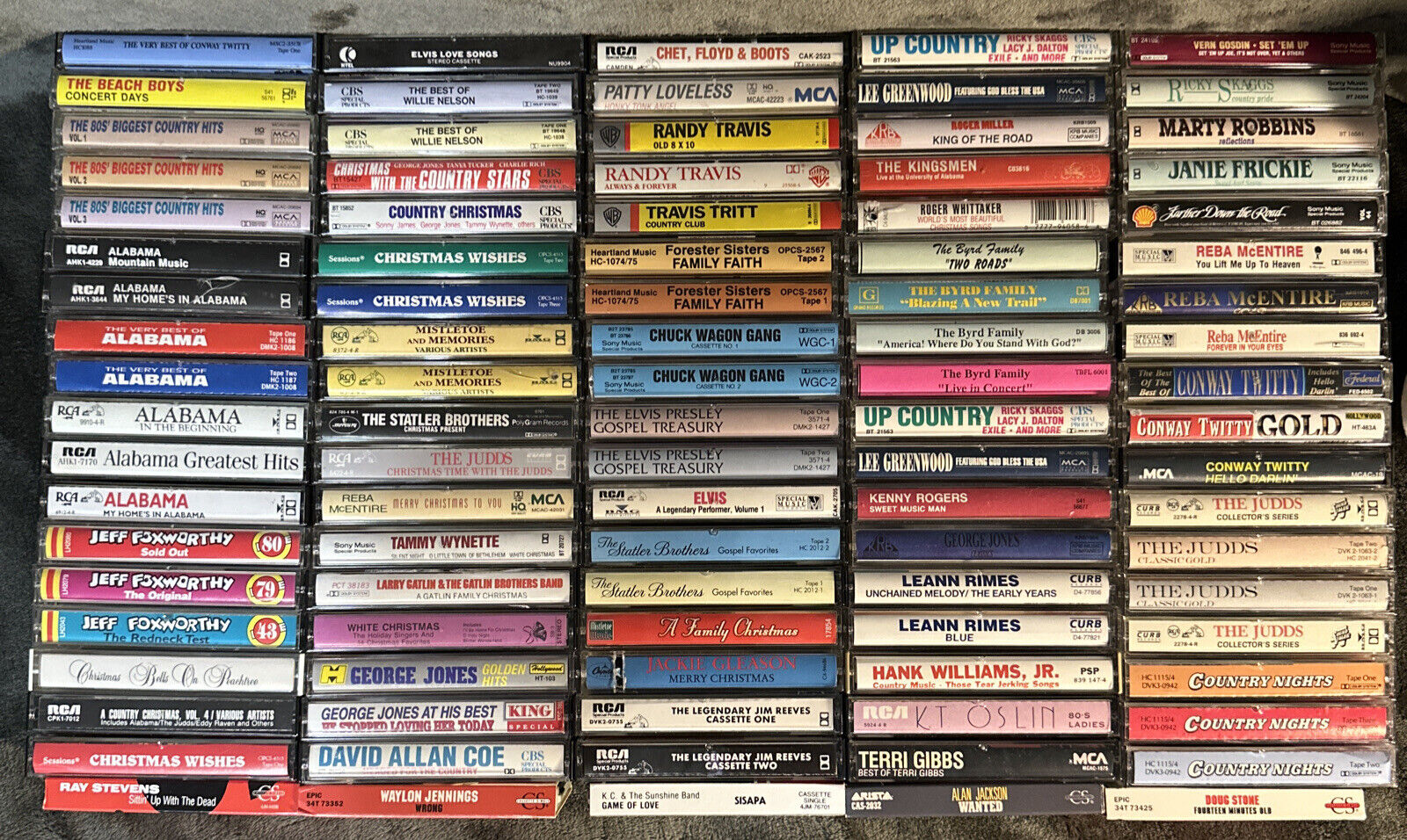 Large Mixed Lot of 95 Country Music Cassette Tapes - Some Rare