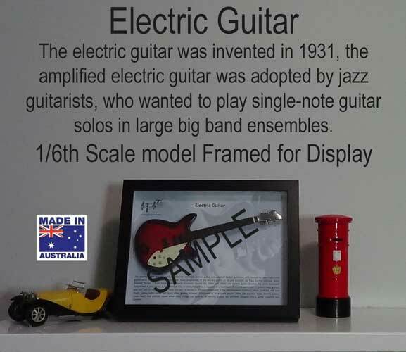 Electric Guitar 1/6th Scale model Framed for Display Music Memorabilia