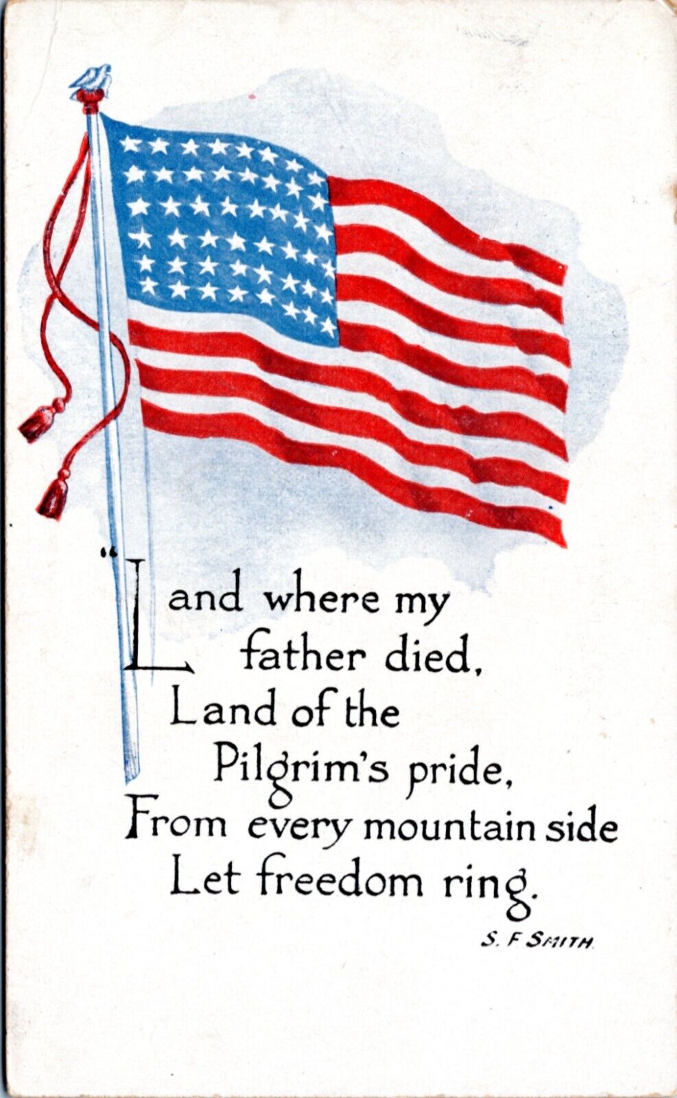 Postcard Patriotic American Flag - My Country Tis of Thee lyrics