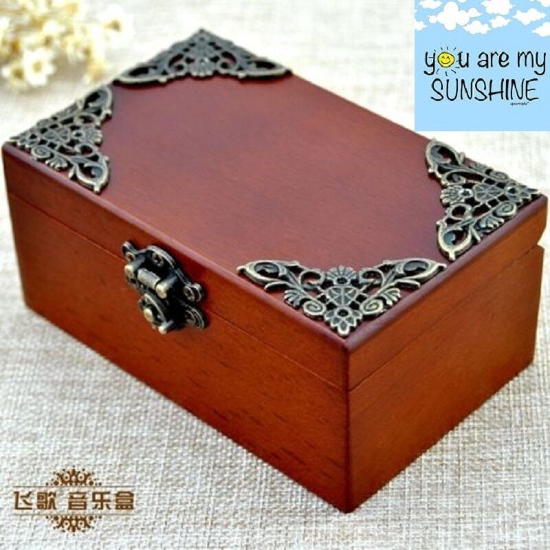 Vintage Wood Rectangle jewelry Music Box : YOU ARE MY SUNSHINE