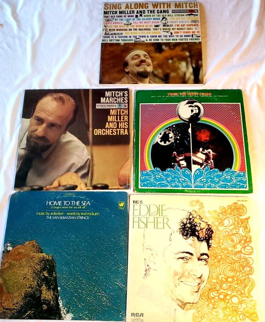 Eddie Fisher Orchestra Vinyl 33 rpm Records Strings Home  to the Sea Lot of 5