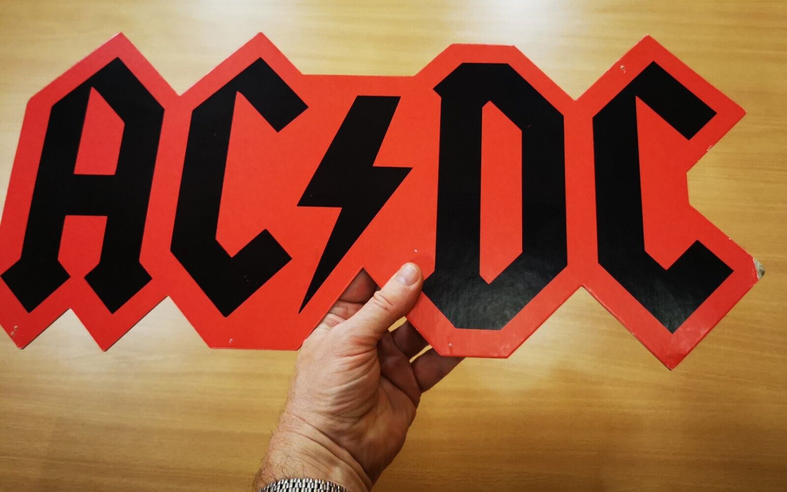 AC/DC LOGO Shaped DISPLAY UK PROMO ONLY IN-STORE Red & Black Original 80\'s