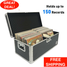 Vinyl Record Album Storage Box Case Aluminum Lp Crate Holds 150 Records Classic picture