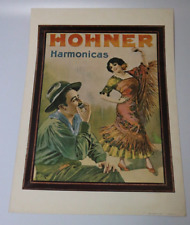 M. Hohner Harmonicas Vintage Litho Poster 12X17 Lithograph 1972 Dancing Lady picture