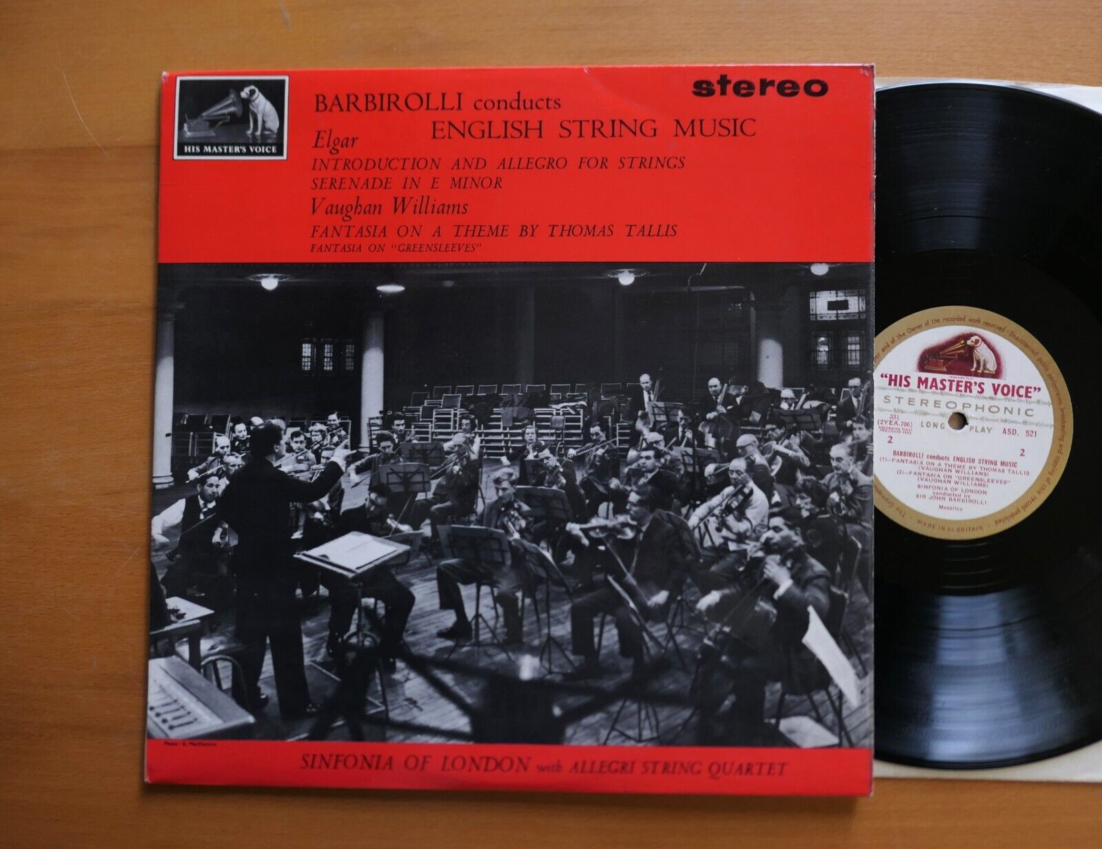 ASD 521 Barbirolli Conducts English String Music NEAR MINT HMV Stereo W/G 1st