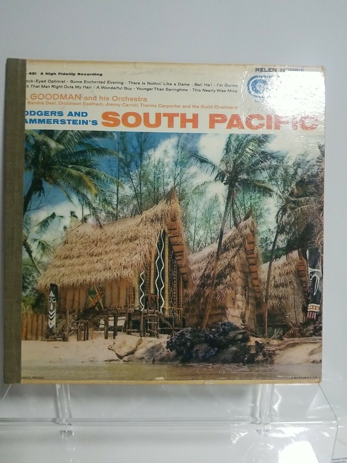 VTG South Pacific LP Record Rare Tiki Hut Cover 1958 Al Goodman Decor Music RCA