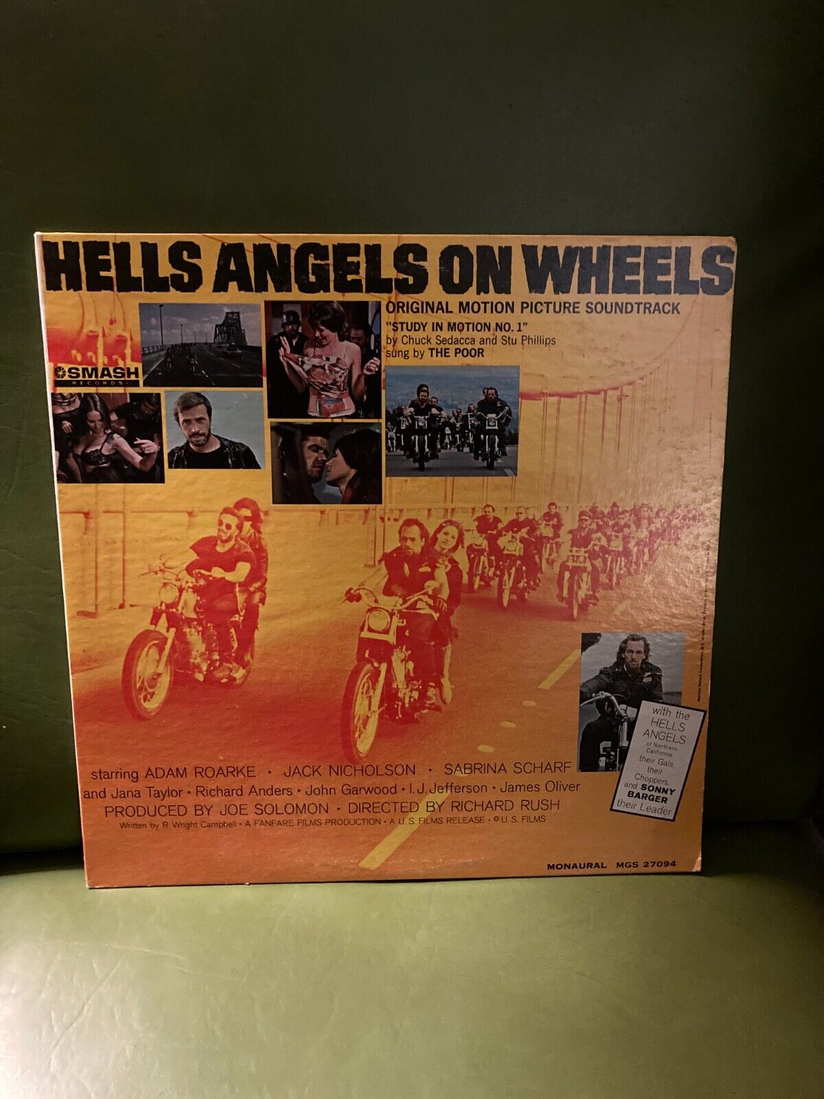 HELLS ANGELS ON WHEELS VINYL LP Soundtrack OG 1967 White Label Promo VG++