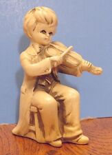 Vintage Figurine - Classic Young Boy Seated Playing Violin - by Wolin of Japan picture