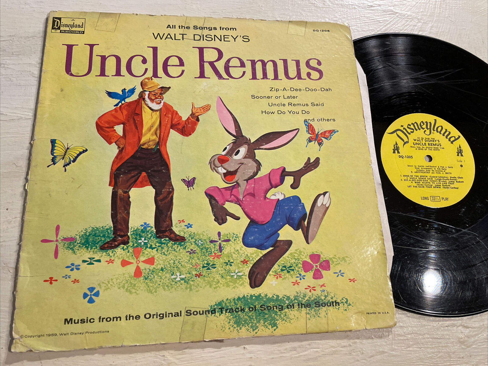 Walt Disney Disney's Uncle Remus Song of the South OST LP Disneyland DQ1205 POOR