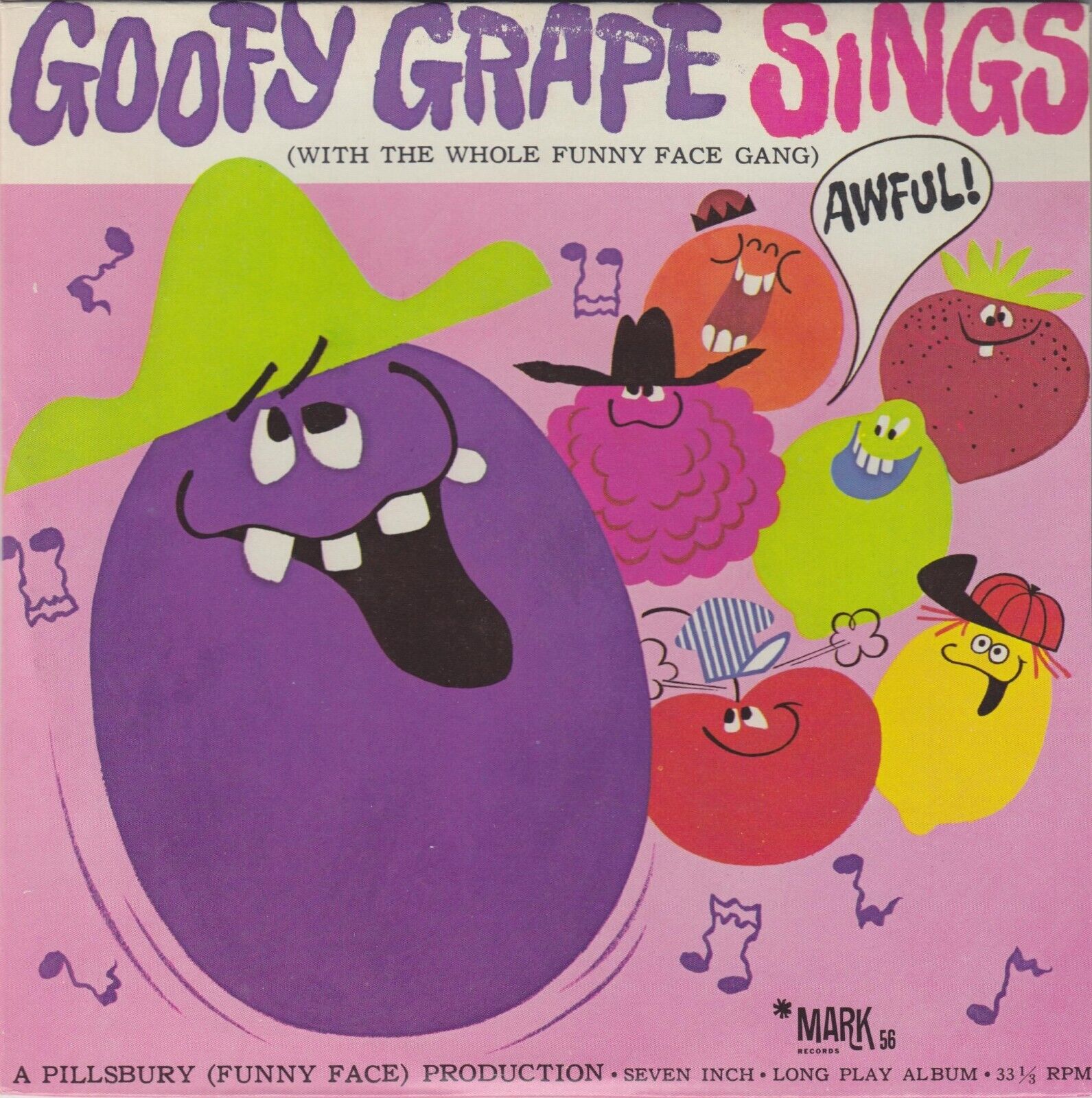 Goofy Grape Sings 1966 picture sleeve Funny Face Gang Pillsbury 7 EP 33 record T