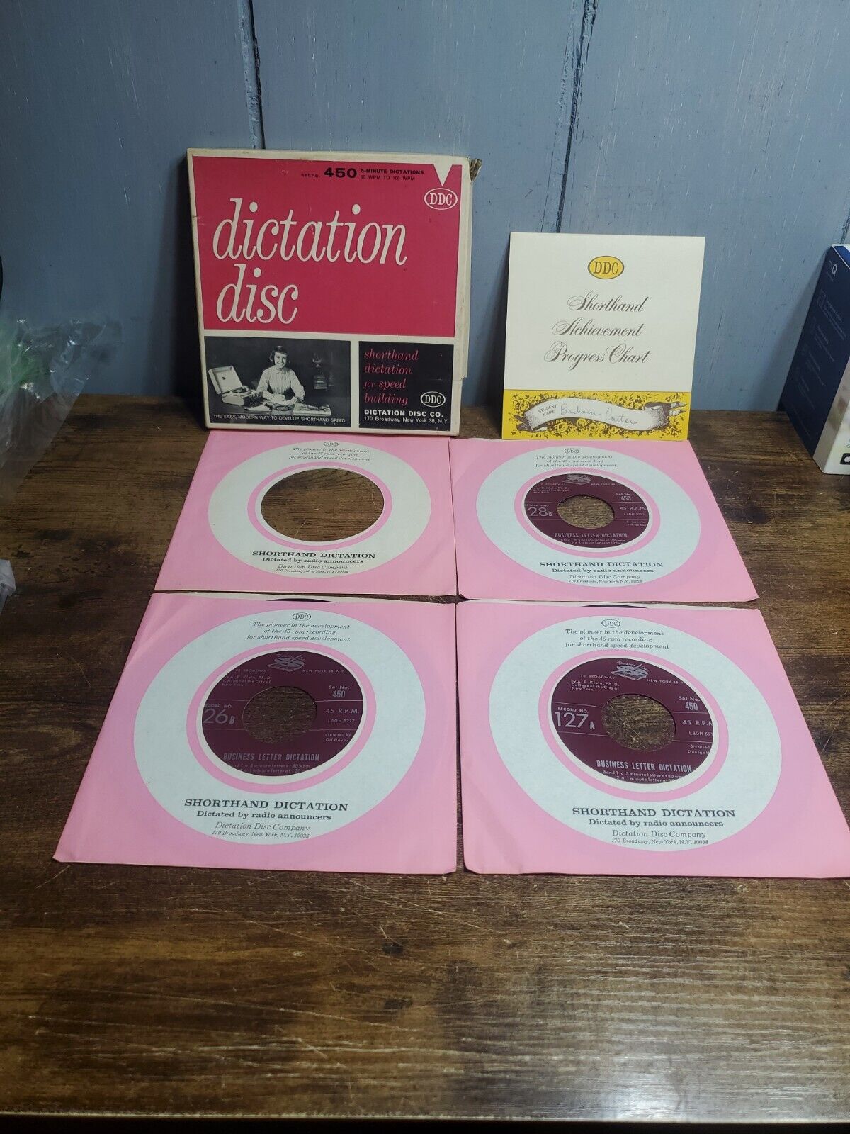 Dictation Disc Company DDC Shorthand Homework Dictation 45 RPM Records Set 450