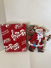 Vintage Animated Santa Claus Wooden Moving Music Box  Works Great Original Box picture