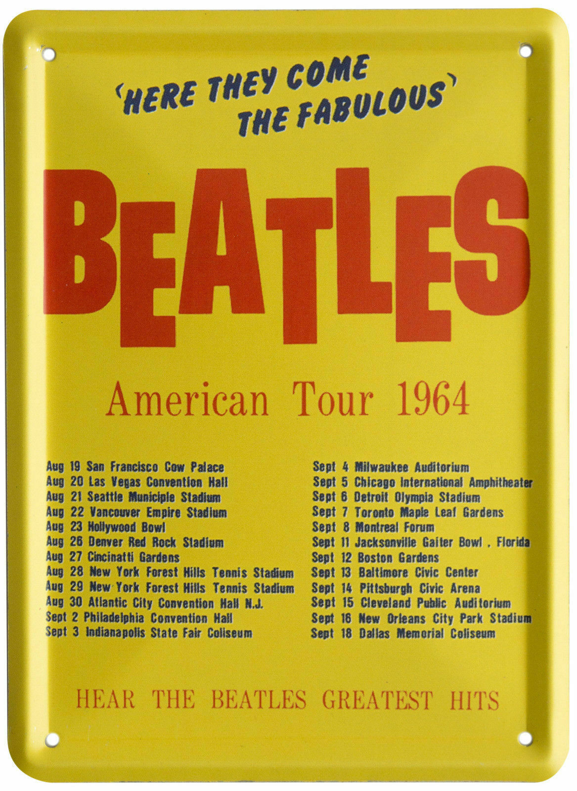 Beatles Souvenir Fridge Magnet AMERICAN TOUR 1964 Collectable Metal Gift 8x11cm