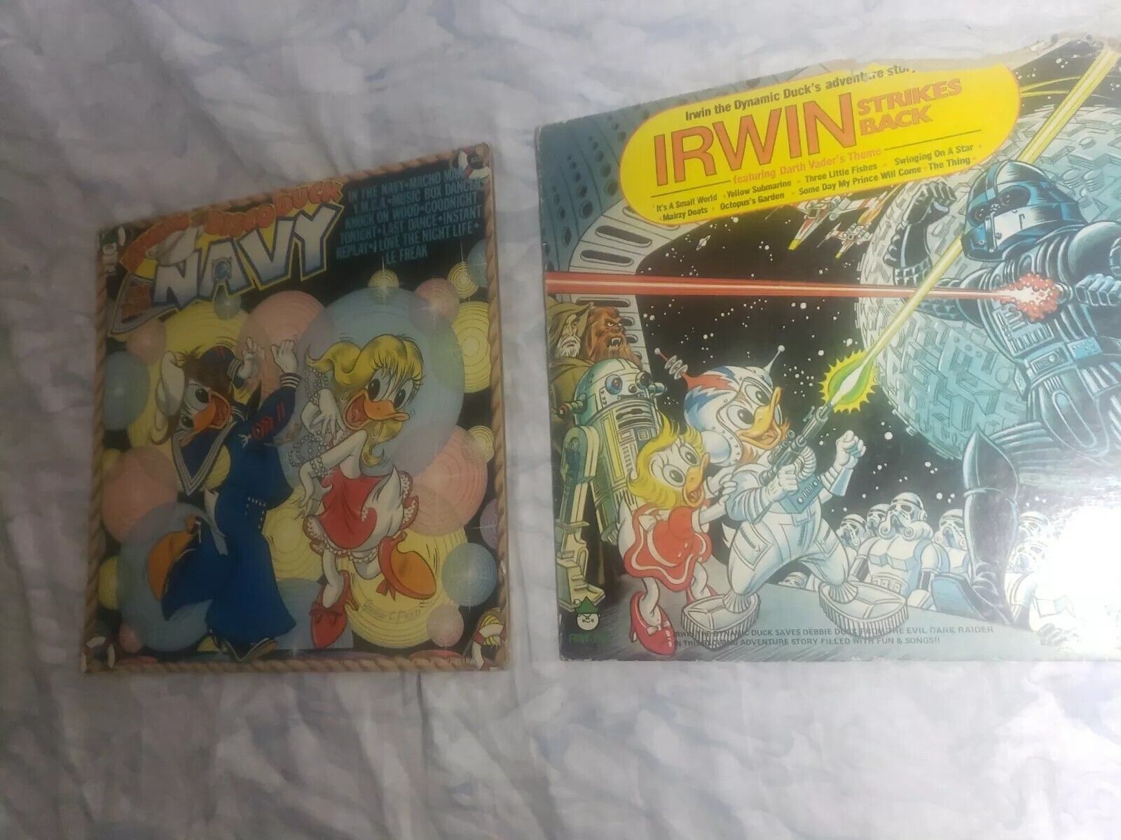 Irwin Strikes Back and Navy 1980 Vinyl Album Peter Pan Darth Vader Star Wars