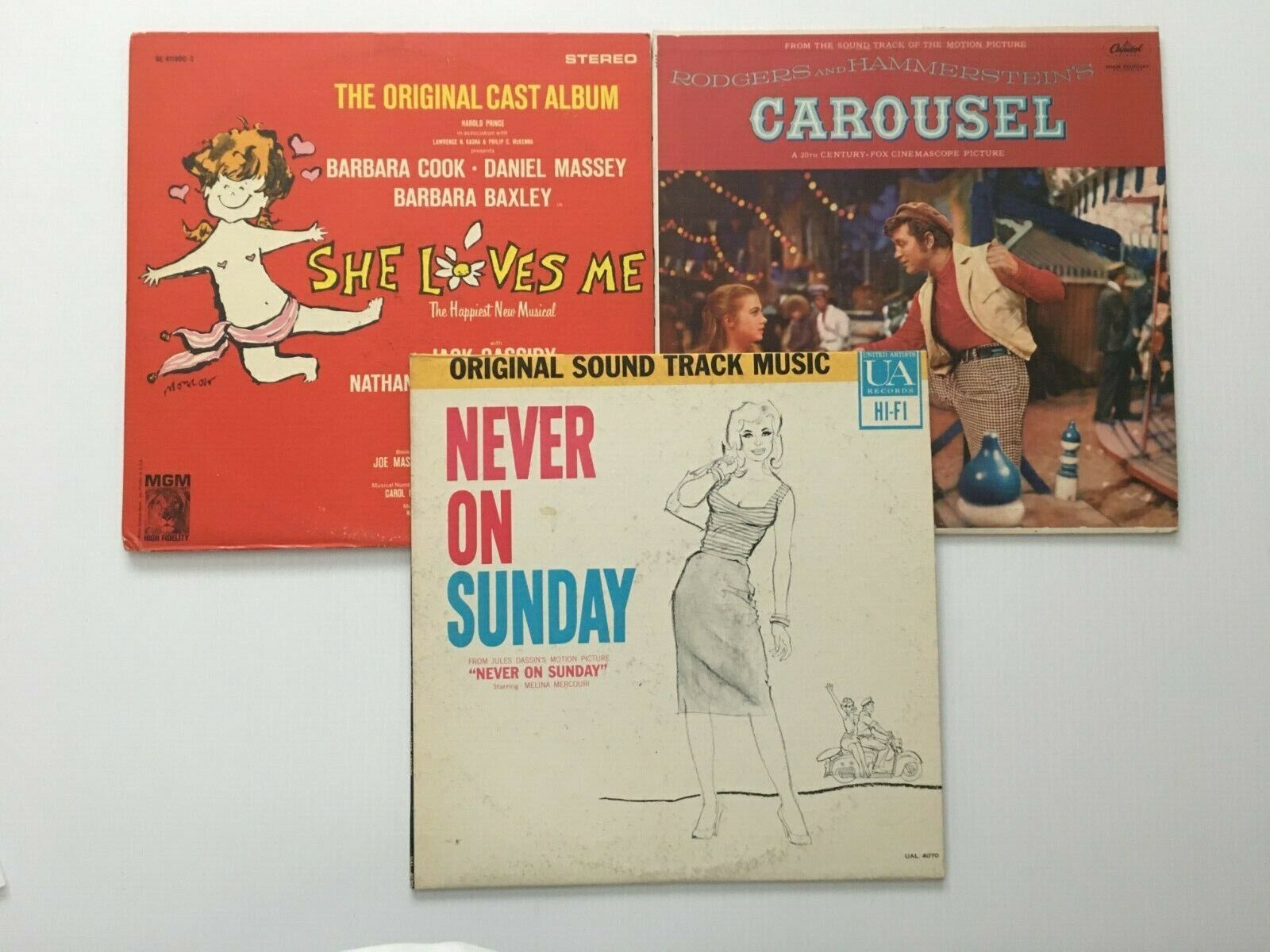 Vintage MCM Screen Film Stage Soundtrack Music Carousel Lot of 3 Vinyl Record LP