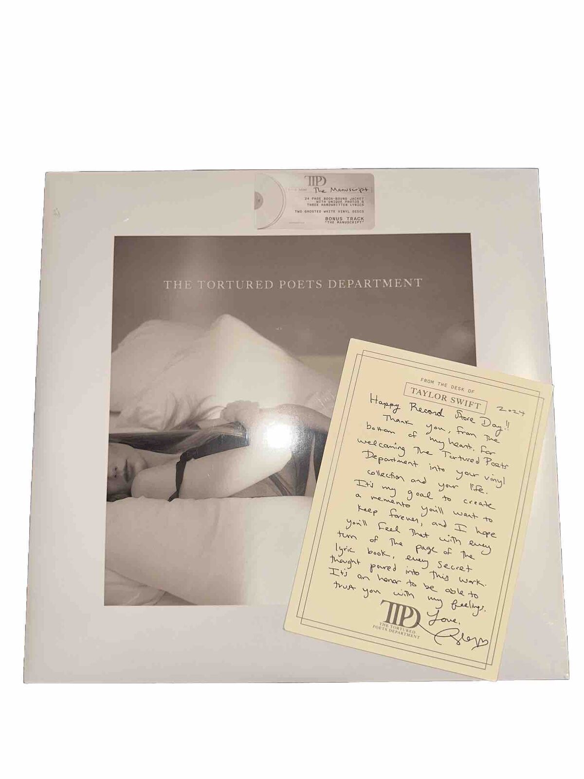 Taylor Swift The Tortured Poets Department White Vinyl With RSD Note Card New