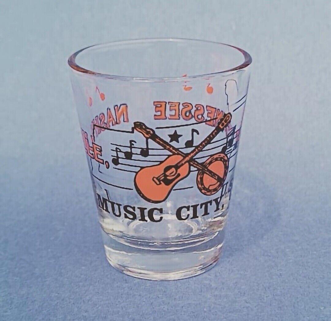 Vintage Nashville Tennessee TN Music City, USA banjo & guitar shot glass 