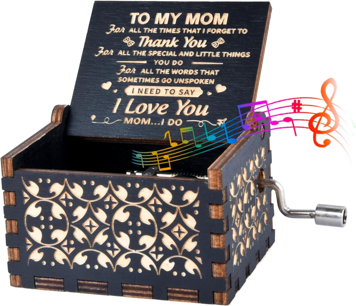 Music Box Gifts for Mom, Engraved Vintage Wooden You Are My Sunshine Music Boxes