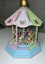 Vintage Enesco Wood carousel horse music box waltz works picture