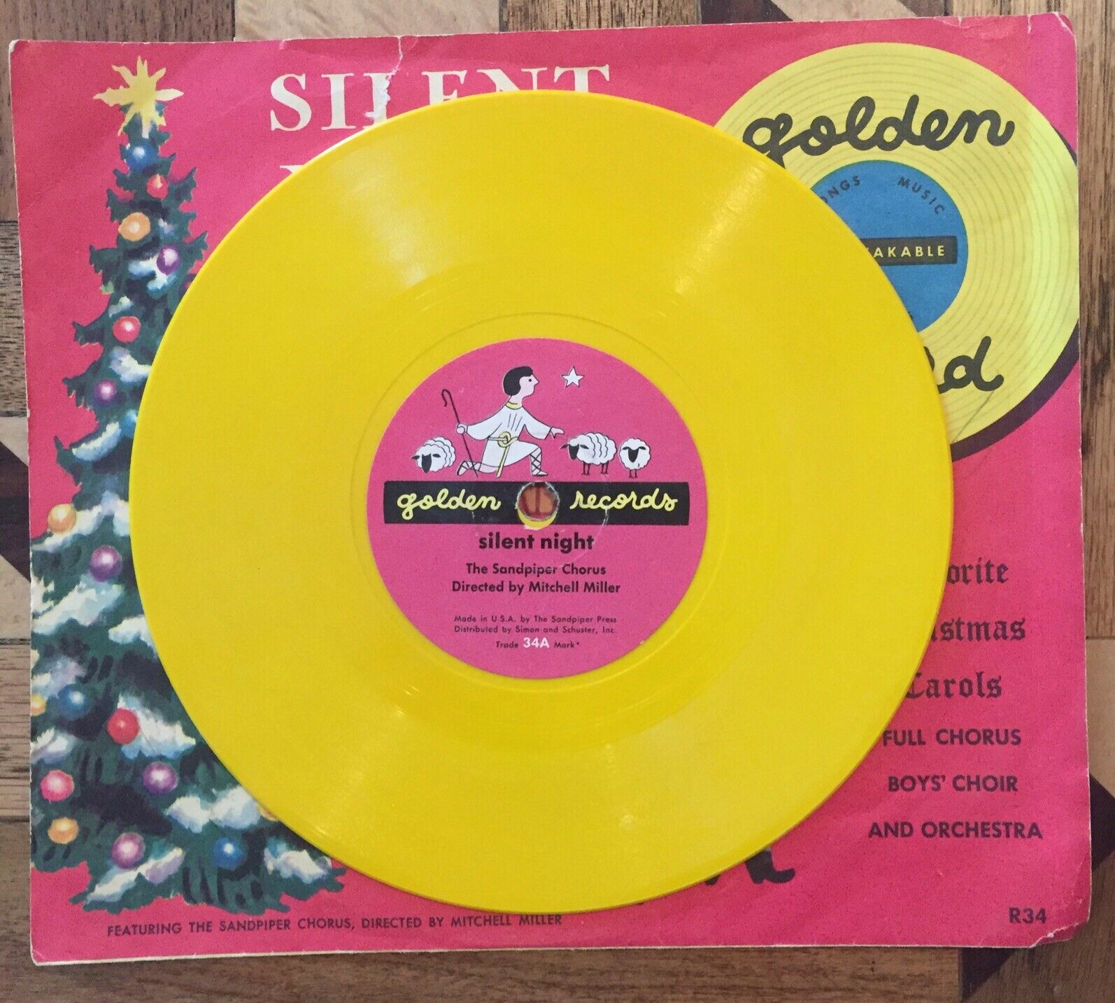 Vintage Silent Night / It Came Upon The Midnight Clear Golden Record 1950 Sn2455