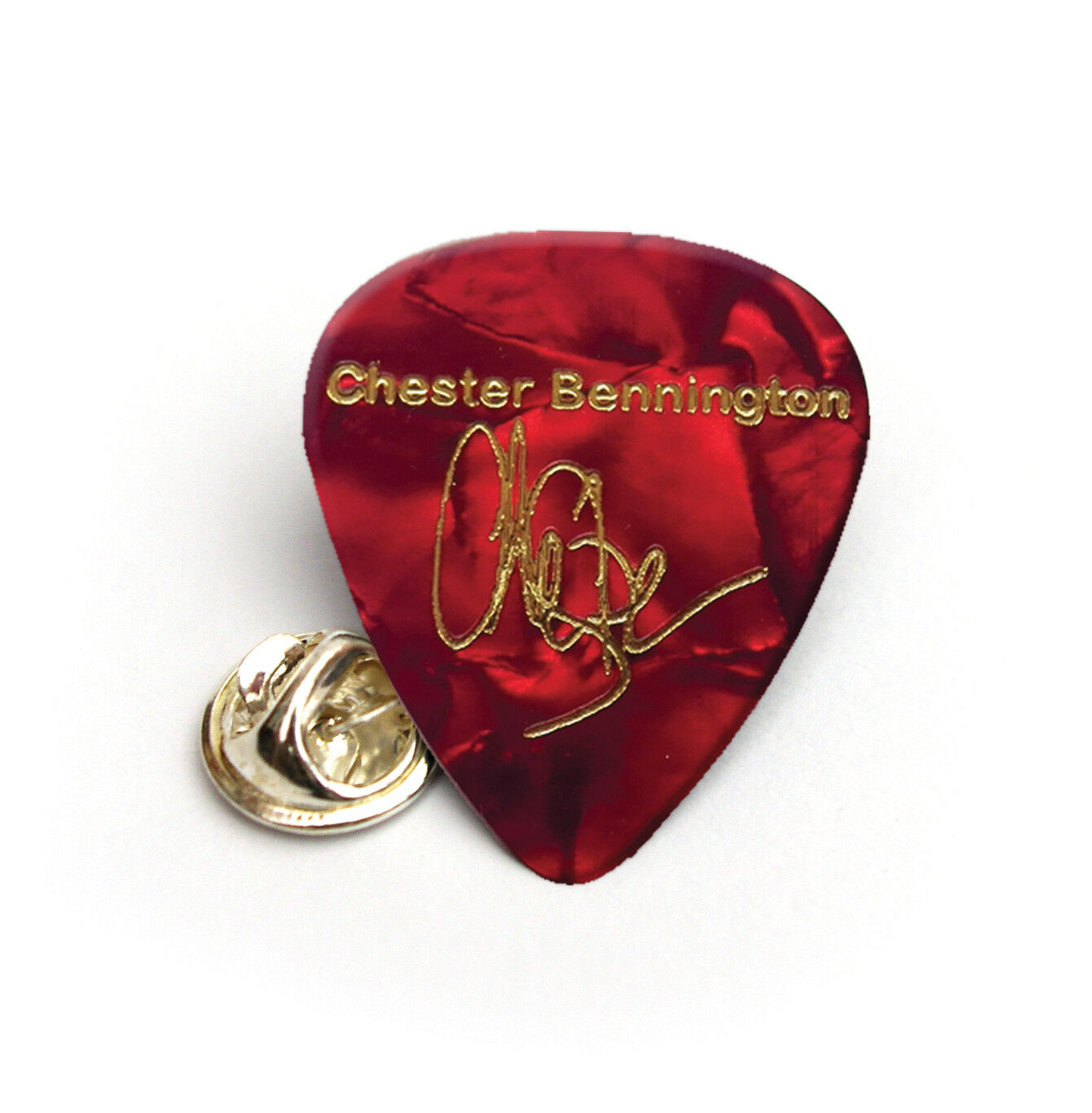 Gold print signature Print guitar pick plectrum Pin Badge Lapel Tie Chester Benn
