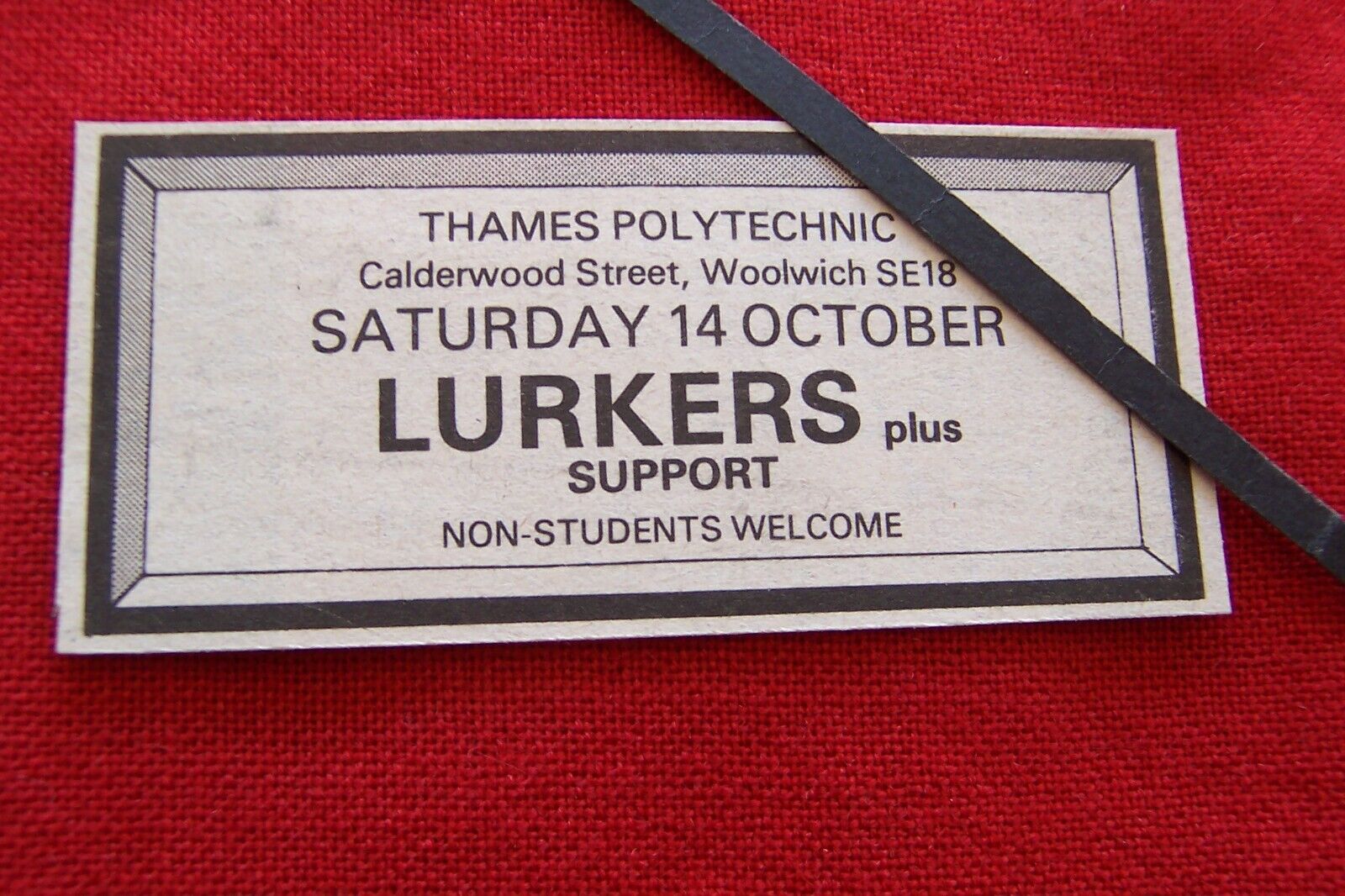 THE LURKERS THAMES POLYTECHNIC LONDON ORIGINAL 1978 VINTAGE GIG ADVERT PUNK