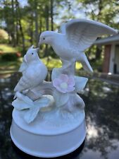 Vintage Musical Doves Figurine Flowers Birds Music Box 1986 Arnart Taiwan picture