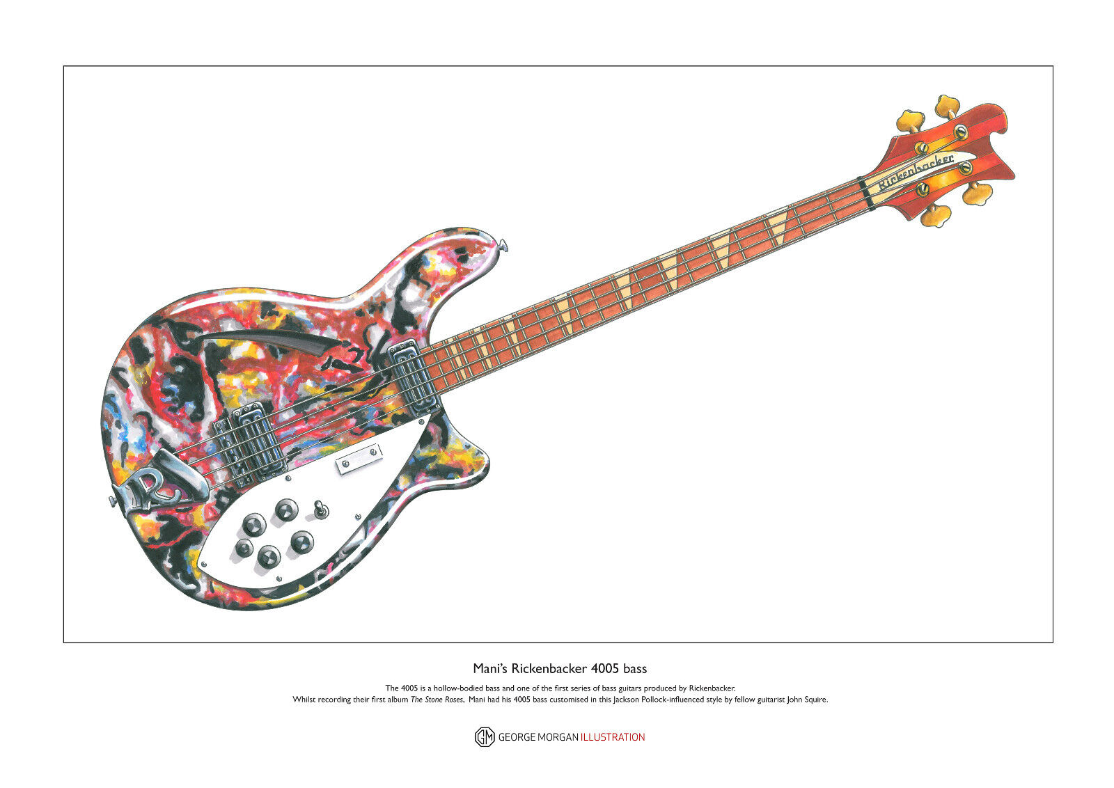 Mani's Rickenbacker 4005 Bass Limited Edition Fine Art Print A3 size