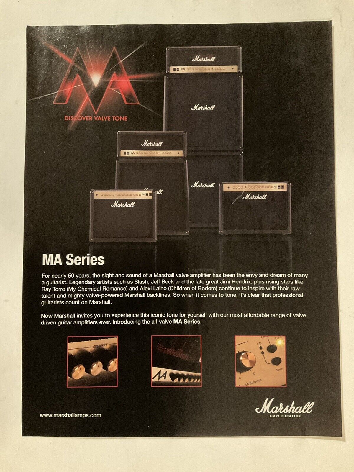 Marshall Amps MA Series Print Ad 2010 Discover Valve Tone Guitar VTG Orig 10-1