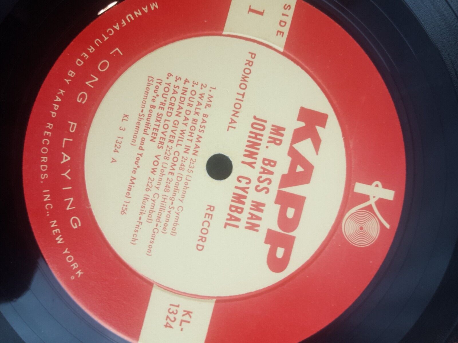 JOHNNY CYMBAL MR. BASS MAN RARE  1963 MONO KAPP RECORDS KL-1324 Promo Copy q1
