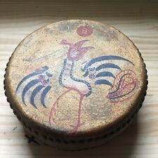 Vintage 1930’s Chinese Dragon & Phoenix Hand Painted Double Sided Leather Drum picture