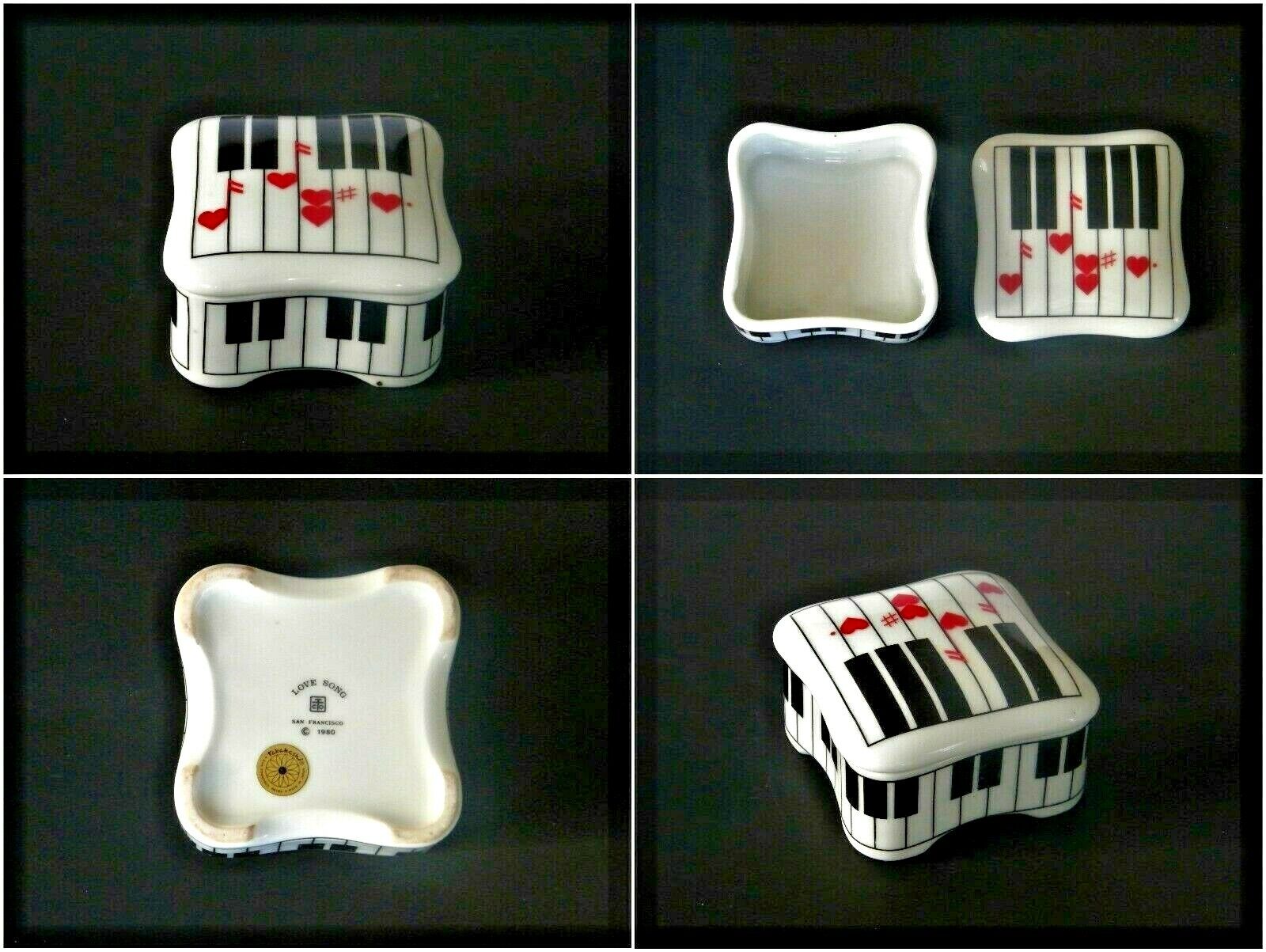 Vintage Trinket Box Piano Music Love Song Takahashi San Francisco Porcelain 1980