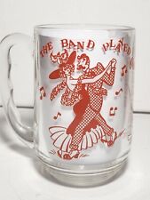 Vintage Hazel Atlas Glass Mug 'The Band Played On' Red Graphic Sheet Music 1950s picture